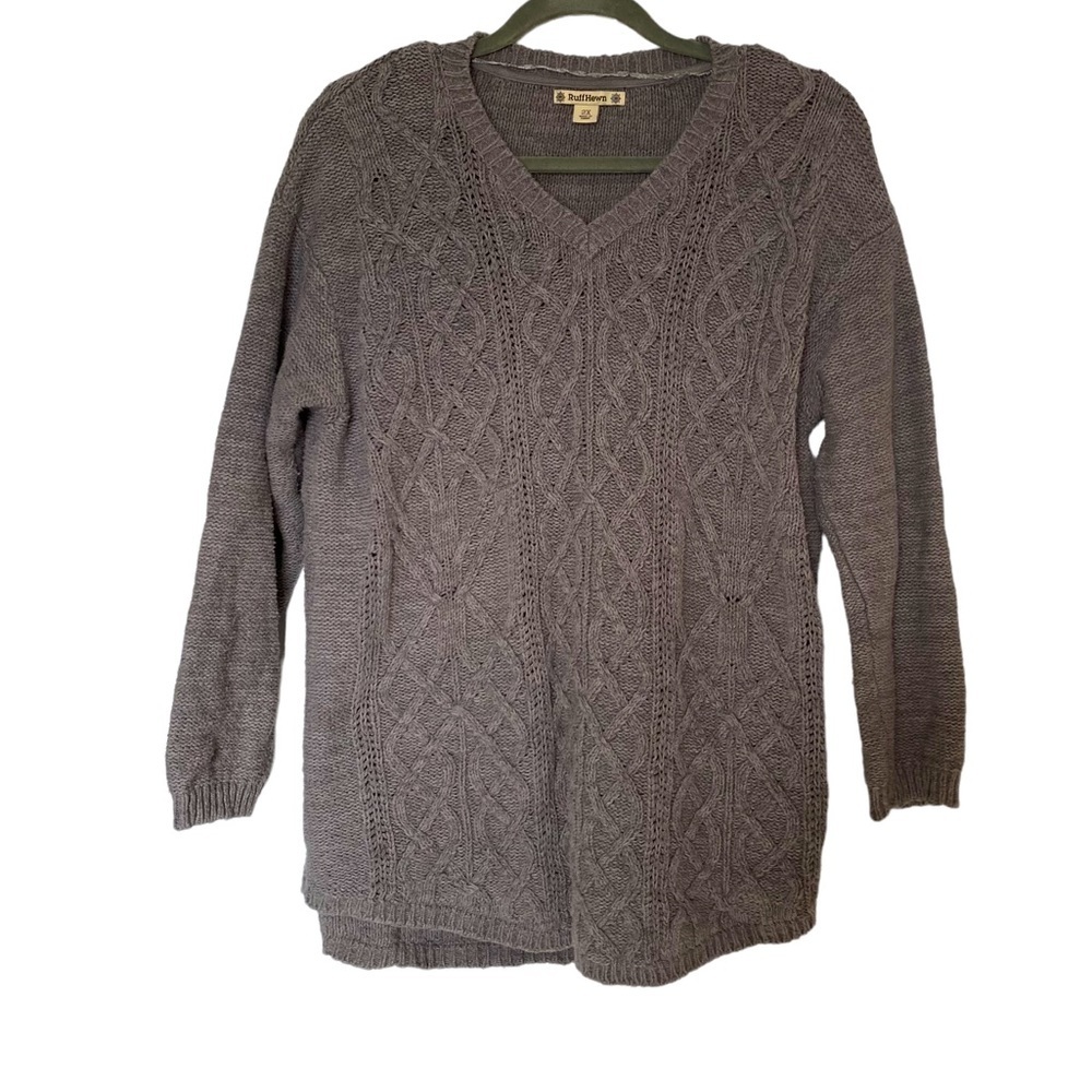 Ruff Hewn Cable knit Sweater Gray 2X